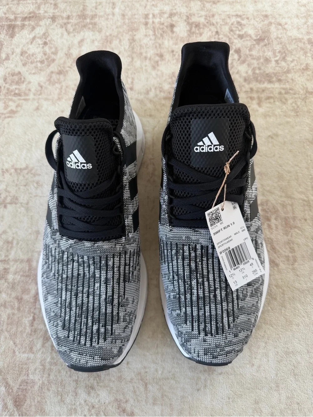 adidas Swift Run Knit Sneakers in Black and Gray